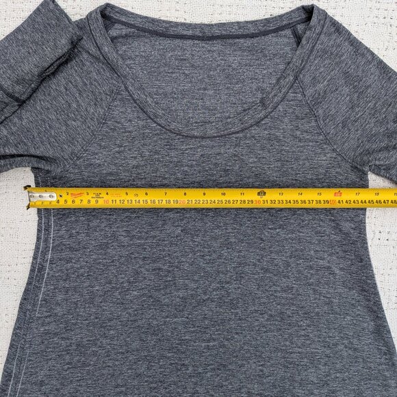 Lululemon Rehearsal Top Long Sleeve Gray Tee Heathered Black Swan Thumb Holes 8 - Picture 9 of 9